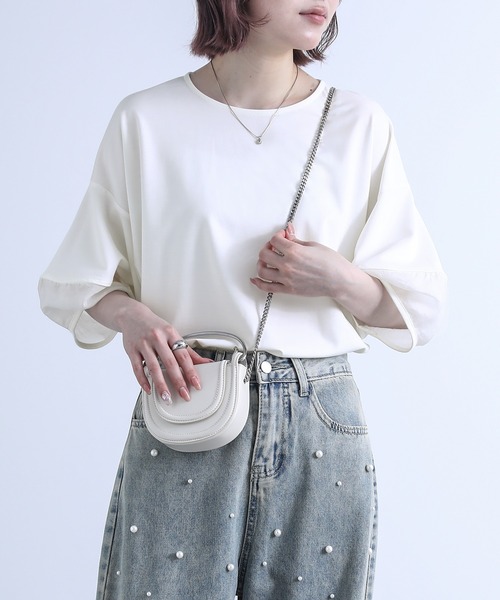 n'OrLABEL（ノアールレーベル）の「【機能素材】『ランタンスリーブTシャツ』（Tシャツ/カットソー・レディース・オフホワイト/グレイッシュブルー/グレイッシュベージュ/ブラック/オレンジ・1/2）」の22枚目の写真