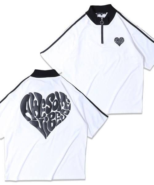 Jungle Storm(ジャングルストーム)の「JUNGLESTORM ハート発砲PT2本ラインハーフZIP(Tシャツ/カットソー・メンズ・ブルーグレー/ブラック/ブラック系その他/ホワイト/ホワイト系その他/ミント・M/L)」の2枚目の写真