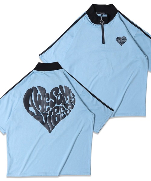 Jungle Storm(ジャングルストーム)の「JUNGLESTORM ハート発砲PT2本ラインハーフZIP(Tシャツ/カットソー・メンズ・ブルーグレー/ブラック/ブラック系その他/ホワイト/ホワイト系その他/ミント・M/L)」の5枚目の写真