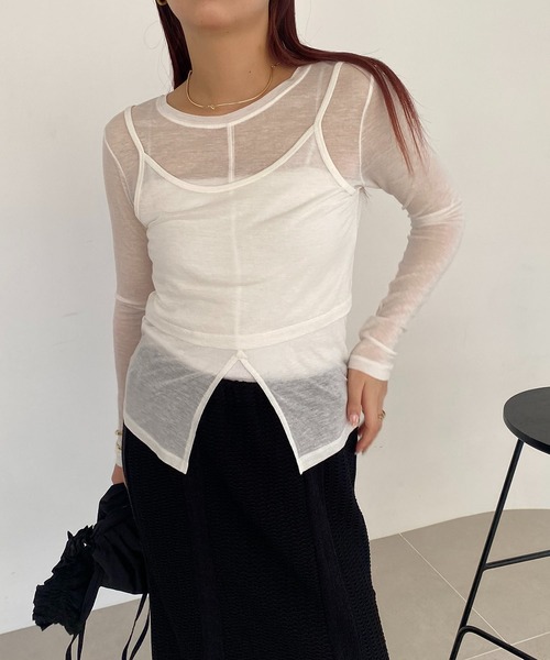 AGAWD(アガウド)の「〈AGAWD/アガウド〉シアーキャミレイヤードT(Tシャツ/カットソー・レディース・ホワイト/ベージュ/ブラック・FREE)」の8枚目の写真