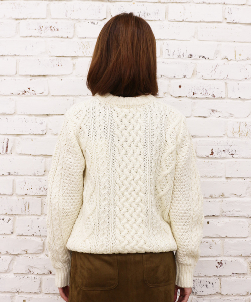 CIAOPANIC（チャオパニック）の「【Ciaopanic】アクリル/ウール　アラン柄クルーネックニット（ニット/セーター・レディース・アイボリー/グレー/ネイビー/キャメル/レッド・FREE）」の13枚目の写真