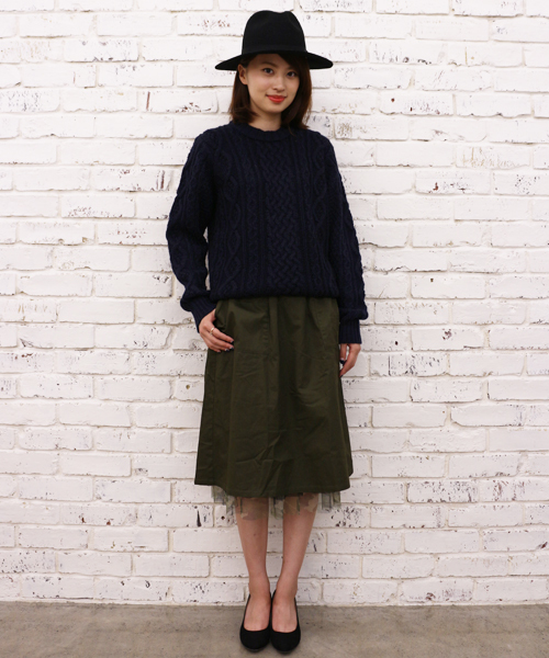 CIAOPANIC（チャオパニック）の「【Ciaopanic】アクリル/ウール　アラン柄クルーネックニット（ニット/セーター・レディース・アイボリー/グレー/ネイビー/キャメル/レッド・FREE）」の9枚目の写真