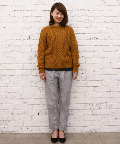 CIAOPANIC（チャオパニック）の「【Ciaopanic】アクリル/ウール　アラン柄クルーネックニット（ニット/セーター・レディース・アイボリー/グレー/ネイビー/キャメル/レッド・FREE）」の10枚目の写真