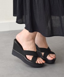 【ITALIAN SHOEMAKERS】クロスベルト厚底コンビウェッジミュール(942323)