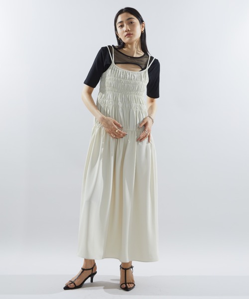 【I AM MARI】スモーク シャーリング ロング ワンピース 全2色 楽天市場】【送料無料】アイアムマリ【I AM MARI】Wanda