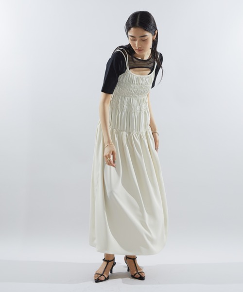 大量入荷 セール】シャーリングロングキャミワンピース UP対応 SET / ワンピース