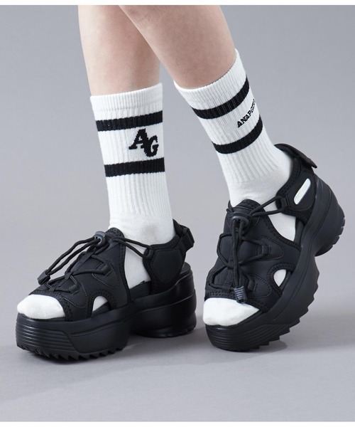 ANAP GｉRL（アナップガール）の「厚底スニーカーサンダル（サンダル・キッズ・ブラック/ホワイト・XS/S/M/L）」の19枚目の写真