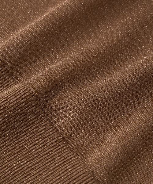 ラメ天竺シアーニット　ブラウン La boutique Bonbon ニット セーター 「お上品ラメ」ラメ天竺