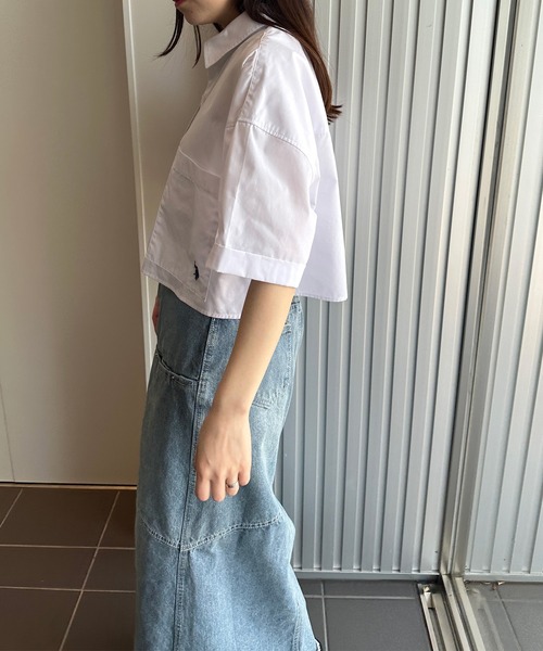 U.S. POLO ASSN.(ユーエスポロアッスン)の「RANAN/solleim別注【U.S.POLO ASSN.】ビックポケットクロップド刺繍シャツ(シャツ/ブラウス・レディース・ライトブルー/オフホワイト/ライトグレー・M/L)」の17枚目の写真