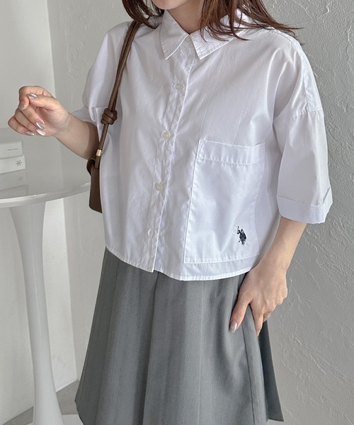U.S. POLO ASSN.(ユーエスポロアッスン)の「RANAN/solleim別注【U.S.POLO ASSN.】ビックポケットクロップド刺繍シャツ(シャツ/ブラウス・レディース・ライトブルー/オフホワイト/ライトグレー・M/L)」の22枚目の写真