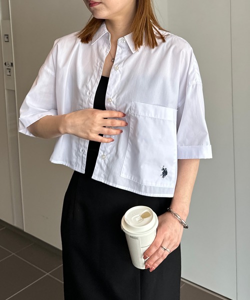 U.S. POLO ASSN.(ユーエスポロアッスン)の「RANAN/solleim別注【U.S.POLO ASSN.】ビックポケットクロップド刺繍シャツ(シャツ/ブラウス・レディース・ライトブルー/オフホワイト/ライトグレー・M/L)」の19枚目の写真