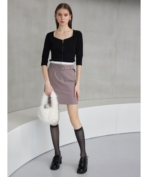 MERCURYDUO（マーキュリーデュオ）の「フロントZIPニット（ニット/セーター・レディース・ピンク/ブラック/ダークブラウン・FREE）」の6枚目の写真