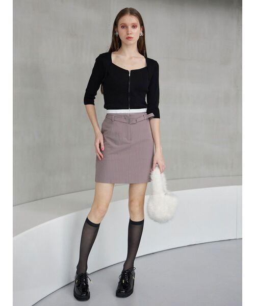 MERCURYDUO（マーキュリーデュオ）の「フロントZIPニット（ニット/セーター・レディース・ピンク/ブラック/ダークブラウン・FREE）」の8枚目の写真