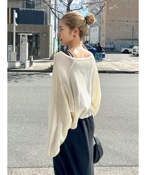 Ungrid(アングリッド)の「ショートメッシュロングスリーブTee(Tシャツ/カットソー・レディース・チャコールグレー/アイボリー/ターコイズブルー・FREE)」の18枚目の写真