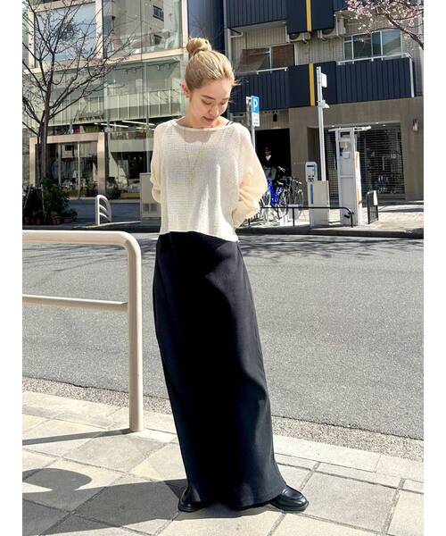 Ungrid(アングリッド)の「ショートメッシュロングスリーブTee(Tシャツ/カットソー・レディース・チャコールグレー/アイボリー/ターコイズブルー・FREE)」の20枚目の写真