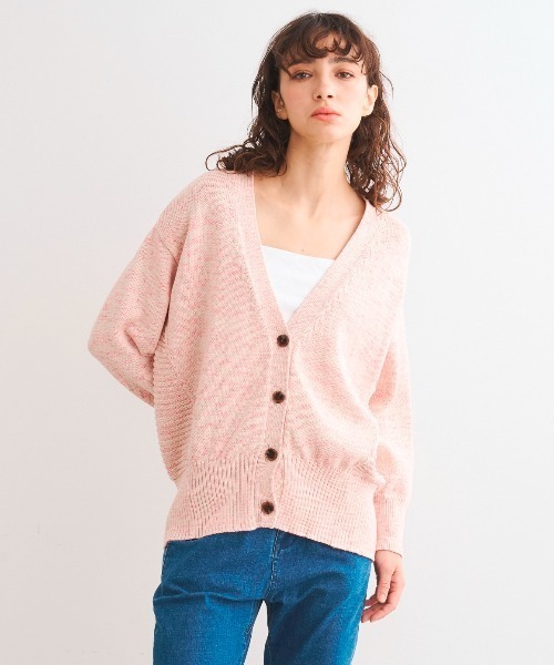 three dots(スリードッツ)の「スプリング メランジ カーディガン(カーディガン/ボレロ・レディース・イエロー/ピンク・SMALL)」の2枚目の写真