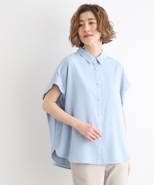 grove(グローブ)の「◆【洗える・防シワ・UVカット】パール調釦とろみシャツ(シャツ/ブラウス・レディース・スミクロ/サックスブルー/オフホワイト・02/03/01/04/05)」の3枚目の写真