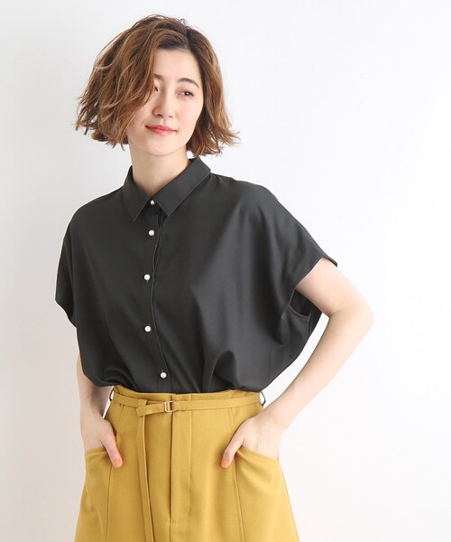 grove(グローブ)の「◆【洗える・防シワ・UVカット】パール調釦とろみシャツ(シャツ/ブラウス・レディース・スミクロ/サックスブルー/オフホワイト・02/03/01/04/05)」の2枚目の写真