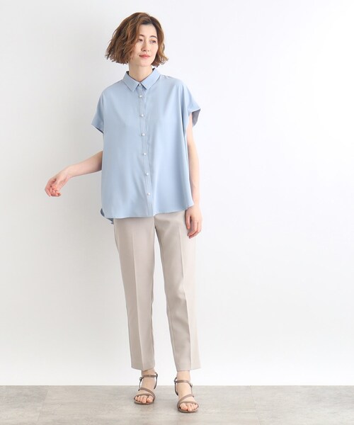 grove(グローブ)の「◆【洗える・防シワ・UVカット】パール調釦とろみシャツ(シャツ/ブラウス・レディース・スミクロ/サックスブルー/オフホワイト・02/03/01/04/05)」の10枚目の写真