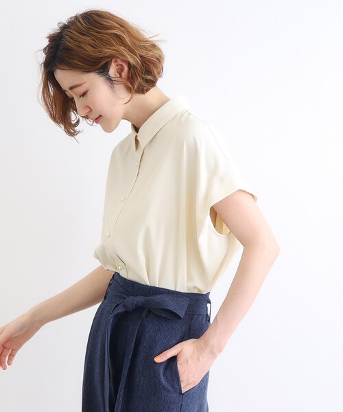 grove(グローブ)の「◆【洗える・防シワ・UVカット】パール調釦とろみシャツ(シャツ/ブラウス・レディース・スミクロ/サックスブルー/オフホワイト・02/03/01/04/05)」の13枚目の写真