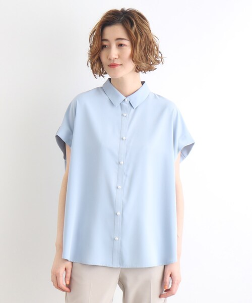 grove(グローブ)の「◆【洗える・防シワ・UVカット】パール調釦とろみシャツ(シャツ/ブラウス・レディース・スミクロ/サックスブルー/オフホワイト・02/03/01/04/05)」の16枚目の写真