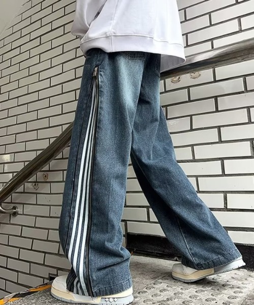 YKKジッパーボリューミーデニムパンツ(M/L) O5020 トリックジップ 涼やわリネンデニムのカーブデニム NV | ハンプ