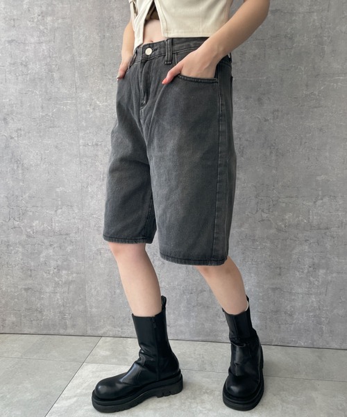 dispark(ディスパーク)の「DISPARK/ワイドハーフデニムパンツ(デニムパンツ・レディース・ブルー系1/スミクロ・SMALL/MEDIUM)」の14枚目の写真