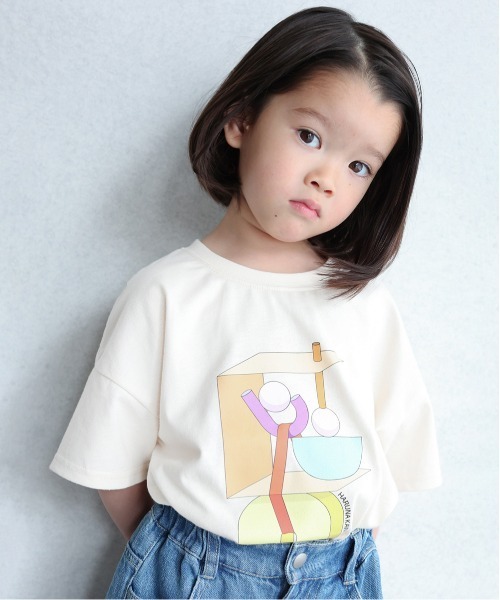 ooju(オージュ)の「【ooju】ooju x カワイハルナ プリントTシャツ(Tシャツ/カットソー・キッズ・チャコールグレー/アイボリー・1/2/4/3)」の3枚目の写真