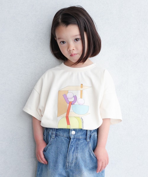 ooju(オージュ)の「【ooju】ooju x カワイハルナ プリントTシャツ(Tシャツ/カットソー・キッズ・チャコールグレー/アイボリー・1/2/4/3)」の4枚目の写真
