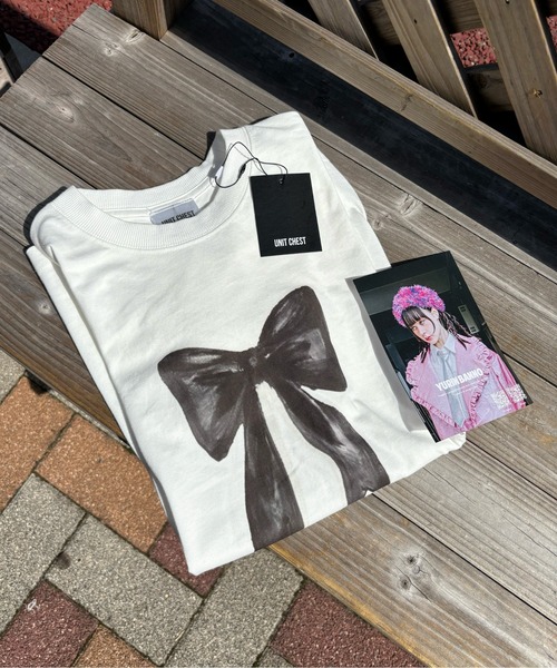 UNIT CHEST（ユニットチェスト）の「【UNIT CHEST】unique unisex T-shirt　OIF designer eggs コラボT RIBBON by @yurinbanno（Tシャツ/カットソー・メンズ・ホワイト系その他/ホワイト系その他2・M/S/L）」の6枚目の写真