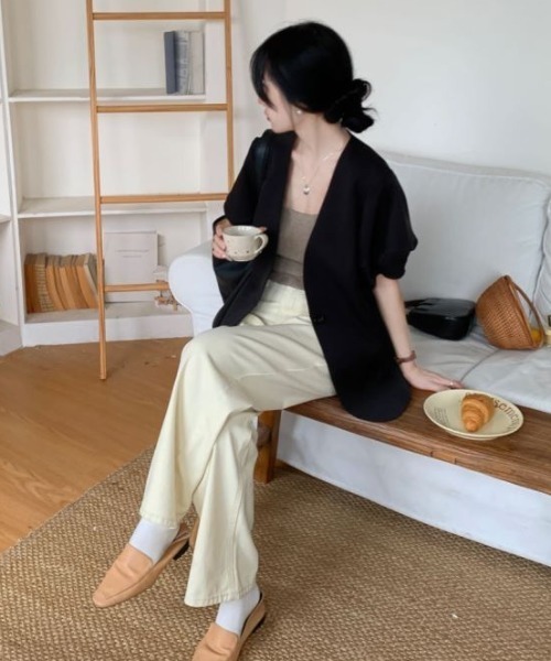 ABITOKYO(アビトーキョー)の「バルーン袖ノーカラージャケット(ノーカラージャケット・レディース・ベージュ/ブラック・L/M/XL)」の11枚目の写真