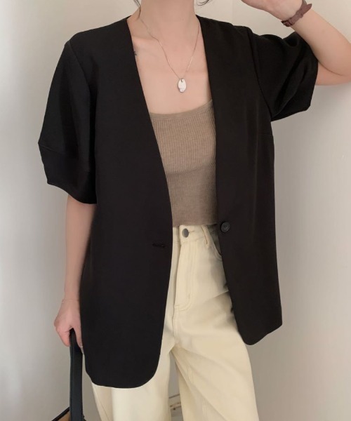 ABITOKYO(アビトーキョー)の「バルーン袖ノーカラージャケット(ノーカラージャケット・レディース・ベージュ/ブラック・L/M/XL)」の22枚目の写真