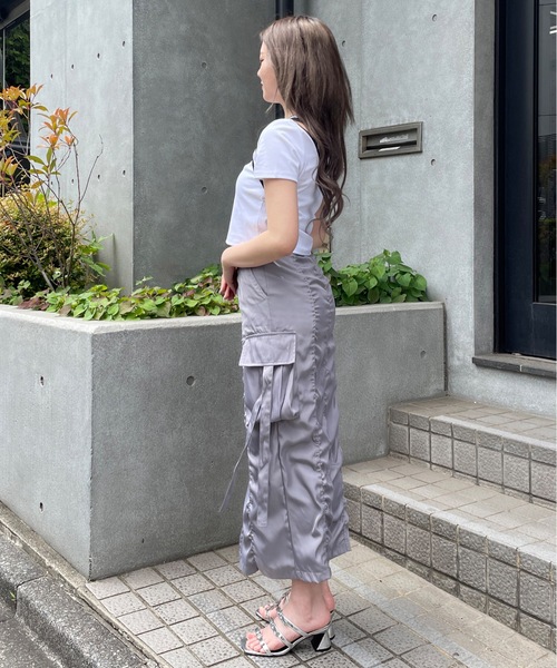 関税送料込【OPEN YY】グレーカーゴマキシスカート KOEISTORE マキシスカート フレア スカート ひざ丈 レディース