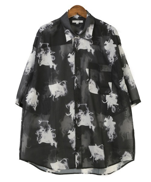 LUXSTYLE(ラグスタイル)の「総柄オーガンジー半袖シャツ(シャツ/ブラウス・メンズ・ブラック/ホワイト・L/M)」の7枚目の写真