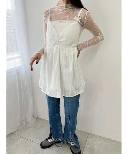 WC（ダブル シー）の「リボンレースキャミチュニック（その他トップス・レディース・ブラック/ホワイト・FREE）」の18枚目の写真