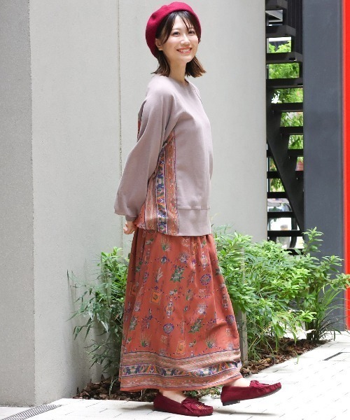 tシャツ メヒコプリントコンビプルオーバー レディース メヒコプリントコンビプルオーバー（Tシャツ/カットソー