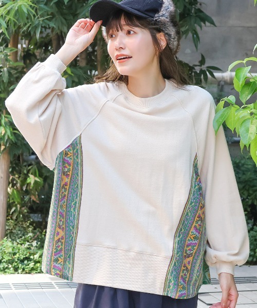 tシャツ メヒコプリントコンビプルオーバー レディース メヒコプリントコンビプルオーバー（Tシャツ/カットソー