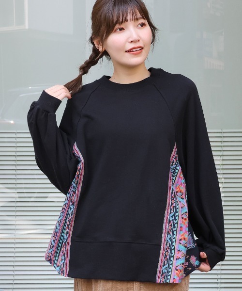 tシャツ メヒコプリントコンビプルオーバー レディース メヒコプリントコンビプルオーバー（Tシャツ/カットソー
