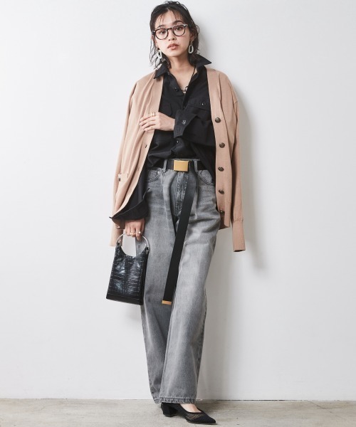 CHIC STYLE(シックスタイル)の「 レタードカーディガン <大きいサイズ有>シックスタイル (カーディガン/ボレロ・レディース・カーキ/ブラック/ベージュ・M/L/LL/3L/4L/5L)」の15枚目の写真