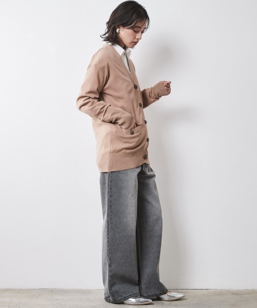 CHIC STYLE(シックスタイル)の「 レタードカーディガン <大きいサイズ有>シックスタイル (カーディガン/ボレロ・レディース・カーキ/ブラック/ベージュ・M/L/LL/3L/4L/5L)」の13枚目の写真