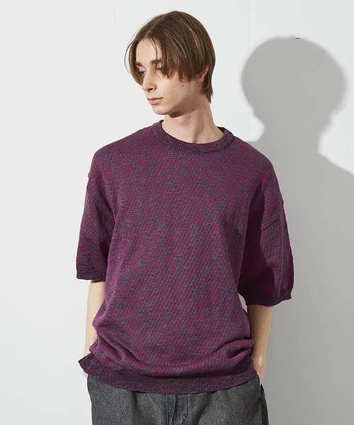 メッシュニット スラブTシャツ / シアー素材 セール】メッシュニット スラブTシャツ / シアー素材（Tシャツ
