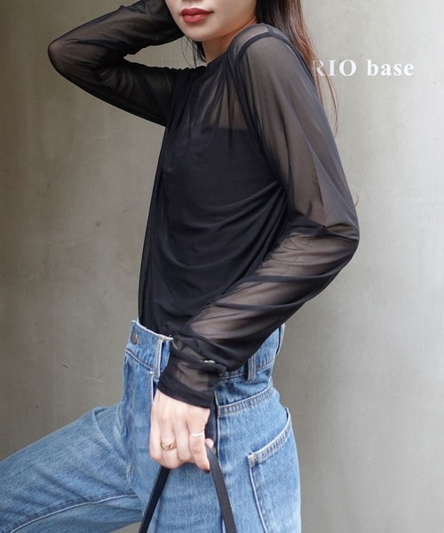 CORNERS(コーナーズ)の「パワーメッシュロンT(Tシャツ/カットソー・レディース・ブラック/グレイッシュベージュ/オリーブ・M)」の9枚目の写真