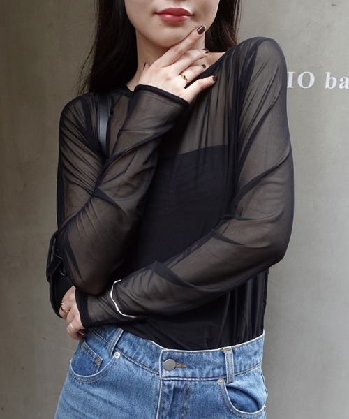 CORNERS(コーナーズ)の「パワーメッシュロンT(Tシャツ/カットソー・レディース・ブラック/グレイッシュベージュ/オリーブ・M)」の11枚目の写真