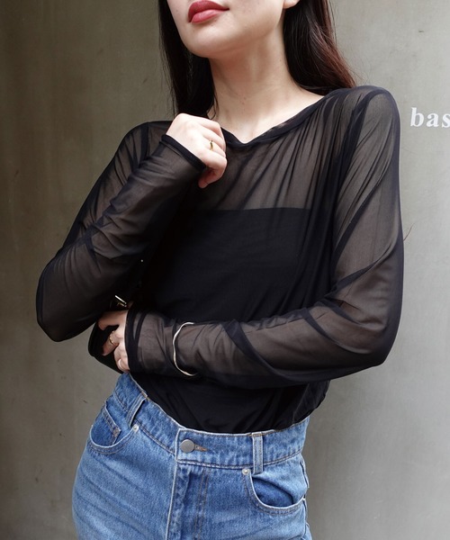 CORNERS(コーナーズ)の「パワーメッシュロンT(Tシャツ/カットソー・レディース・ブラック/グレイッシュベージュ/オリーブ・M)」の12枚目の写真