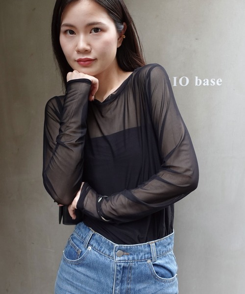 CORNERS(コーナーズ)の「パワーメッシュロンT(Tシャツ/カットソー・レディース・ブラック/グレイッシュベージュ/オリーブ・M)」の13枚目の写真