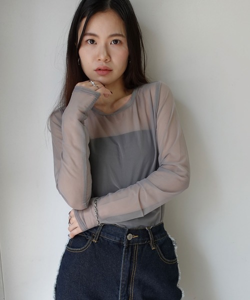 CORNERS(コーナーズ)の「パワーメッシュロンT(Tシャツ/カットソー・レディース・ブラック/グレイッシュベージュ/オリーブ・M)」の17枚目の写真
