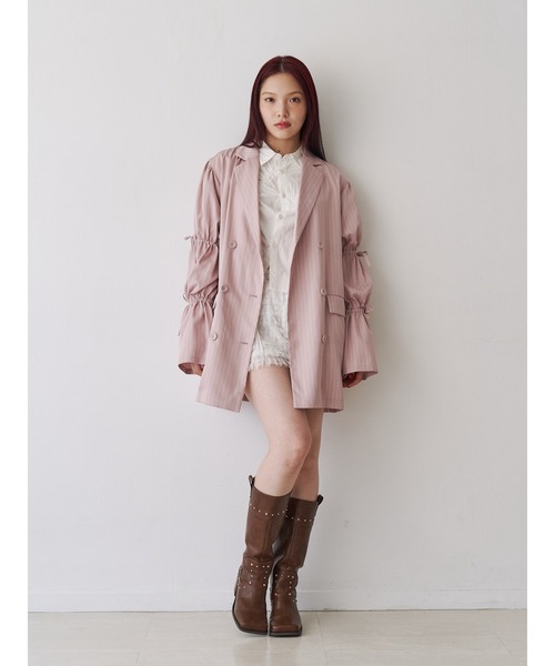 スリーブリボンジャケットミニワンピース【セットアップ対応