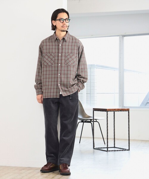 B:MING by BEAMS（ビーミングバイビームス）の「コットン チェック ダブルポケット シャツ（シャツ/ブラウス・メンズ・ネイビー/ブラウン・SMALL/MEDIUM/LARGE/X-LARGE）」の9枚目の写真
