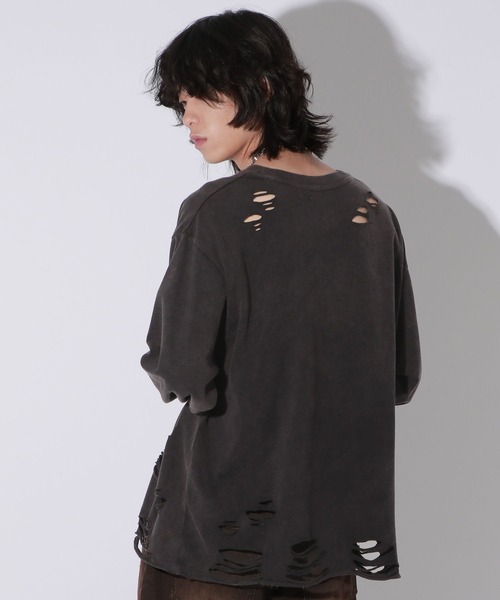 Anui（アニュイ）の「【UNISEX】ダメージロックロンT（Tシャツ/カットソー・レディース・オフホワイト/スミクロ・MEDIUM）」の14枚目の写真
