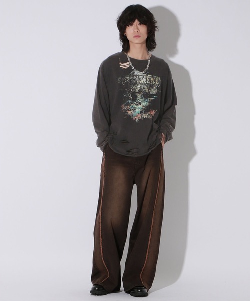 Anui（アニュイ）の「【UNISEX】ダメージロックロンT（Tシャツ/カットソー・レディース・オフホワイト/スミクロ・MEDIUM）」の15枚目の写真